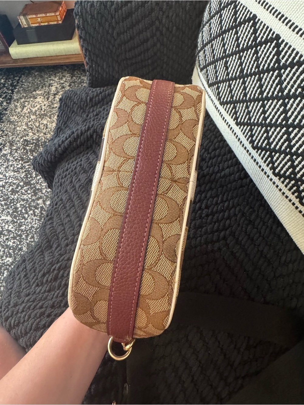 Coach Signature Stripe Crossbody Bag in Brown and Orange - Picture 7 of 9